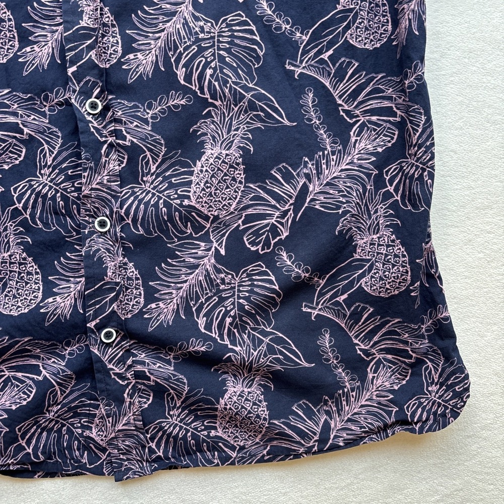 Sunrise Kingdom Men XL Hawaiian Shirt Pineapple Leaves Tropical Short Sleeve - Picture 7 of 16